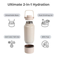 Nouvelle conception, bouteille d'eau en acier inoxydable 32 oz 2-en-1 avec compartiment, bouteille d'eau à double paroi isolée avec étui de rangement