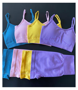 Conjuntos de Yoga para Mujer, con Botones de Encaje, Corte Regular Informal, 2 Piezas, Sin Costuras, Spandex/Poliéster, Transpirable, de Secado Rápido - Product Image 1