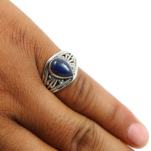 Latest Designs Pear Cut Lapis Lazuli Gemstone <b>Silver</b> <b>Rings</b> Crafted From 925 Sterling <b>Silver</b> Perfect Boho Jewelry For <b>Men</b> & Women - Product Image 2