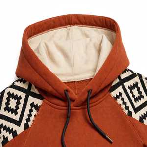 Sweat à capuche unisexe NEXTEX Aztec Diamond, orange brûlé, en molleton de coton doux, imprimé graphique chaud - Product Image 5