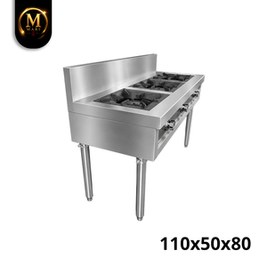 Estufa de Gas de Acero Inoxidable de Alta Resistencia con 3 Quemadores Abiertos para Cocina Comercial, Restaurante y Catering - Product Image 3