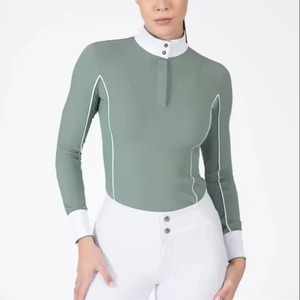 Hauts de sport à compression personnalisés OEM pour femmes, chemises d'équitation à manches longues pour concours, produits en promotion - Product Image 1