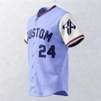 Maillot de baseball personnalisé sublimé pour homme, col en V, manches courtes, logo blanc, 100 % polyester haute qualité, coupe classique