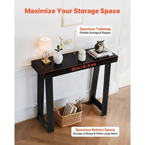 Modern 36-Inch Wooden Rectangle <b>Console</b> Table Narrow Long Sofa Accent Stand with Desk Feature for Entrance or Behind Couch - Product Image 4
