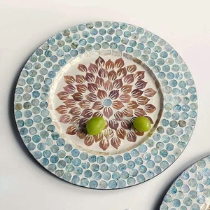 <b>Mother</b> of Pearl decorative charging plate, decorative plate for display, seashell inlay, wood charging plate for dining. - Product Image 5