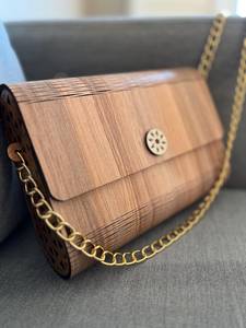 Wooden Handmade Crossbody Bag Modern Design <b>Creative</b> Wooden Purse with Chain Strap Promotional Novelty <b>Gift</b> - Product Image 2