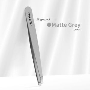 Pinzas de Cejas de Acero Inoxidable de Alta Calidad, Color Gris Mate, con Punta Fina y Precisa, Nueva Tendencia - Product Image 1