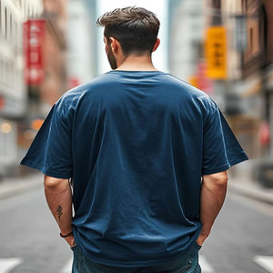 T-shirt vierge surdimensionné à épaules dénudées en coton 100% de 240g de haute qualité avec logo personnalisé pour hommes, vente en gros - Product Image 3