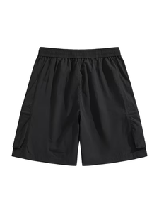 Men's Black Polo Shirt and Shorts Set Solid Color Knitted Breathable Casual Summer Wear 100% Cotton Short Sleeve Customized Logo - Product Image 3