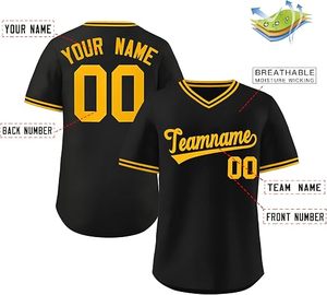 Camiseta de béisbol personalizada con nombre y número cosidos, camisetas atléticas con cuello en V estilo Hip Hop para hombres, mujeres y jóvenes - Product Image 3