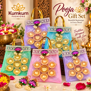 Bolsa de Regalo de Organza Premium con Juego de Diya Tradicional Urli, Regalo de Boda India, Recuerdo de Pooja, Diwali, Rakhi, Recuerdos Festivos - Product Image 1