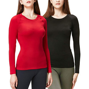 Women Performance Training <b>Top</b> High Stretch Base Layer Fitness Shirt Quick Dry for Exercise Yoga Sports and Running - Product Image 1