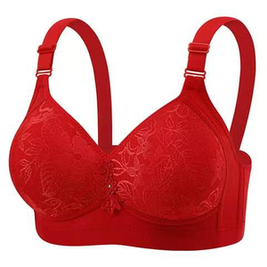 Wire-Free Push-Up <b>Bra</b> Women's 3/4 Cup Breathable Adjustable Straps Elegant Everyday Wear U-Back Rhinestone Pink Knitted - Product Image 3