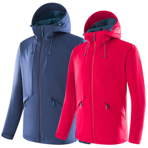 Vestes softshell personnalisées, automne, couleur unie, à capuche, en polaire, coupe-vent pour homme, imperméable - Product Image 5