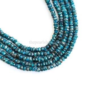 Perles d'apatite néon naturelle non taillées, forme rondelle, 3,5 - 4 mm, brin de perles d'apatite, 12,5 pouces, perles en pierre non taillées pour la création de bijoux - Product Image 4