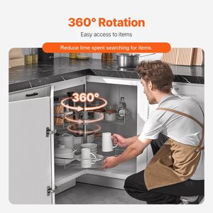 Organizador de Esquina Giratorio 360 Grados Cromado en Forma de Riñón de 28 Pulgadas, de 2 Niveles, Altura Ajustable, para Gabinete de Cocina en Esquina Ciega - Product Image 5