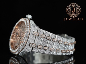 Montre Hip Hop en acier inoxydable avec diamants Moissanite, fabrication haut de gamme pour hommes, montre-bracelet de luxe disponible à la vente - Product Image 6