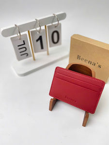Slim Cow Leather <b>Business</b> <b>Card</b> <b>Holder</b> Wallet with Cross Pattern Minimalist Unisex Design for Daily Matching - Product Image 2