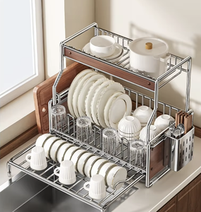 Vietnam Retractable Dish Drying <b>Rack</b> Metal <b>Kitchen</b> Bowl <b>Storage</b> Organizer with Chopsticks Holder - Product Image 4