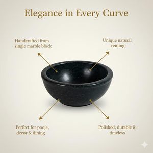 Moderna Tazón de Mármol Negro - Tazón Decorativo Multifuncional para Frutas, Ideal para Celebraciones de Diwali y Ramadán |   Era de Piedra - Product Image 2