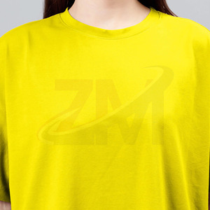T-shirt personnalisé en gros à col rond et manches courtes, 100 % coton, coupe ample, couleur unie, respirant, tricoté, style épaules tombantes - Product Image 5