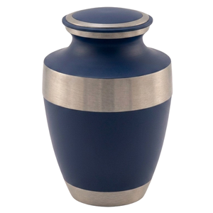 Urnas de cremación de aluminio para adultos con banda plateada y acabado en color aguamarina, urna conmemorativa de aleación metálica duradera para cenizas humanas. - Product Image 5