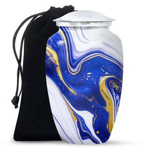 Urne en aluminium avec sac en velours pour cendres humaines taille adulte - Pochette de rangement protectrice Urne funéraire en métal - Product Image 6