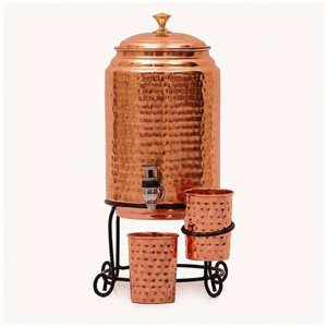 Best-Selling Pure Copper Hammered <b>Water</b> Dispenser Set Storage Tank with Tap Iron Stand Hammered Texture Drinking <b>Container</b> - Product Image 3
