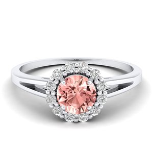 Bagues de fiançailles REYES certifiées GRA en argent sterling 925 avec pierre précieuse morganite, bagues fines en moissanite VVS pour femmes, bijoux - Product Image 1