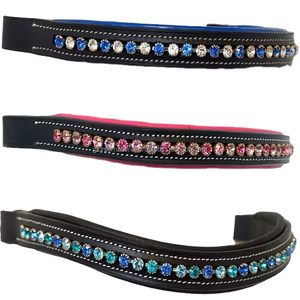 Recién llegado, relleno colorido, costura blanca, banda de ceja de caballo de cuero de canal vacío hecha a mano con cristales decorativos ostentosos - Product Image 1