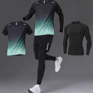 Conjunto Deportivo de Compresión de 3 Piezas para Hombre, Spandex/Poliéster, Tela Inteligente de Secado Rápido, Transpirable, Cintura Elástica, Cuello Redondo, Yoga - Product Image 3