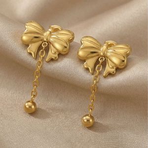 New Trendy Stainless Steel <b>Bow</b> Earrings and Necklace Set with Custom Packaging - Product Image 5