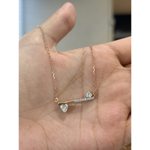 Collier exclusif en or 14 carats avec accent cœur flottant, pendentif barre en diamant de laboratoire de 0,70 ct, certifié IGI, bijoux de luxe pour femmes - Product Image 3