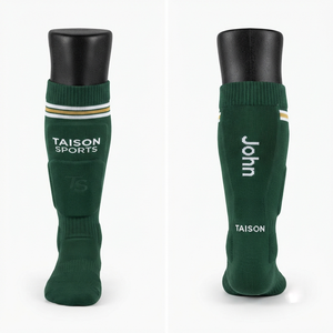 Chaussettes de hockey sur gazon respirantes à séchage rapide de qualité supérieure 320 GSM en laine/élasthanne vertes avec logo personnalisé - Product Image 1