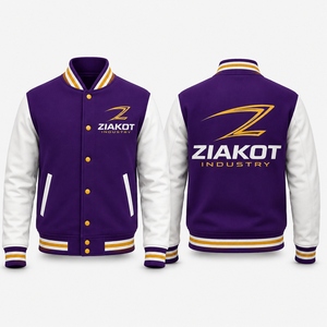 Chaqueta Universitaria ZIAKOT Morada con Letra Z Blanca, Diseño con Botones al Frente, Corte Regular, Prenda Casual de Otoño para Hombre, Tejido de Poliéster y Algodón - Product Image 2