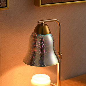 LANJO 3D Fireworks Lamp Shade Aroma Lamp Floral Design Electric Candle Warmer Brass Tabletop Aromatherapy Light Indoor Decor - Product Image 6