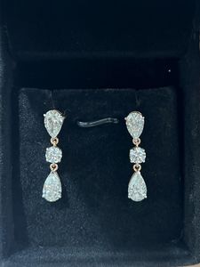Vintage IGI Certified 5 Ct Lab Grown White Diamond Filled Pear Cut 14K <b>Gold</b> Plated <b>Dangle</b> <b>Earrings</b> for Women - Product Image 6