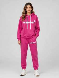 <b>Women's</b> Maroon <b>White</b> Color Block Printed 2-in-1 <b>Tracksuit</b> Set Full Sleeve Turtleneck Zipper Casual Sporty Loose Fit Lightweight - Product Image 1