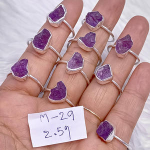 Anillos Finos de Plata de Ley 925 con Engaste de Bisel, Gema de Amatista Morada Rústica Hecha a Mano, Anillos de Promesa, Regalo de San Valentín, Venta al por Mayor - Product Image 1