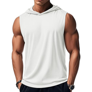 Haut de sport sans manches à capuche pour la course et l'entraînement, coupe épaules dénudées - Product Image 1