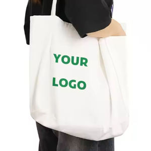 Natural Cream Canvas Tote Bag Custom Logo Heavy Duty Cotton Shopper <b>Handbag</b> - Product Image 2