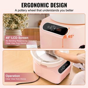 Tornio per Ceramica Elettrico da 11 Pollici 450W con Schermo LCD Touch e Pedale a Trasmissione Diretta per Ceramica e Smaltatura - Product Image 6
