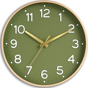 Modern 8 Inch <b>Silent</b> Analog Wall <b>Clock</b> Green Battery Operated Non-Ticking Decorative Kitchen Office Bath <b>Clocks</b> - Product Image 1