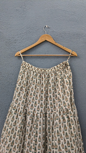 Ethnic Women's Summer Dress Hand Block Printed Cotton Long Maxi <b>Skirt</b> with <b>Elastic</b> <b>Waist</b> Breathable Sustainable Casual Style - Product Image 2