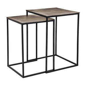 Mesa de Centro Moderna de Estilo Industrial, con Estructura Metálica y Superficie Martillada, Mueble para Sala de Estar - Product Image 3