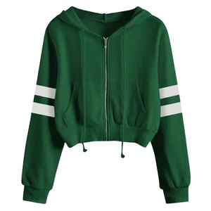 Sweat-shirt à capuche court pour femme, uni, à lacets, avec cordon de serrage, manches longues - Product Image 4