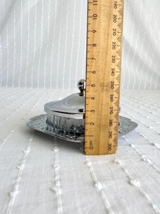 Designer Glass Butter Dish With Silver Lid And Decorative Tray For Serving Butter During Breakfast Lunch And Dinner From India - Product Image 6