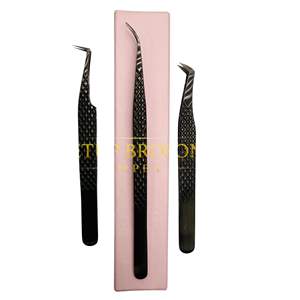 Juego de Pinzas para Extensión de Pestañas de Plasma Negro, Herramienta Profesional para Aislamiento de Volumen, Pinzas de Precisión de Acero Inoxidable - Product Image 1