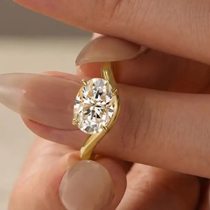 925 Moissanite Diamond 2.5Ct Oval Cut Solitaire 925 Silver Engagement <b>Ring</b> Everyday Wear <b>Ring</b> for Women's from <b>Indian</b> Supplier. - Product Image 3