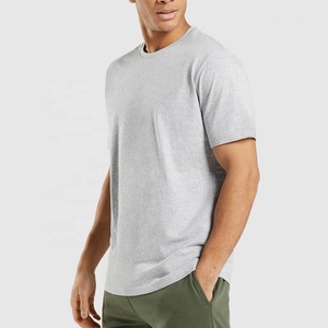T-shirt en coton gris à manches courtes pour homme, col rond, coupe classique, jersey tricoté, couleur unie - Product Image 2